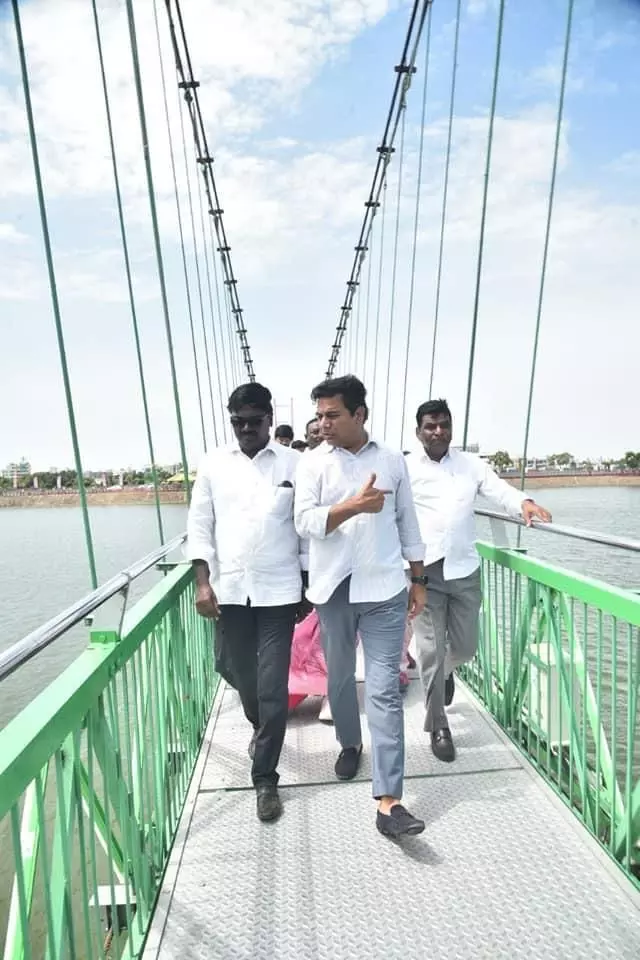 KTR launches Cable bridge in Khammam