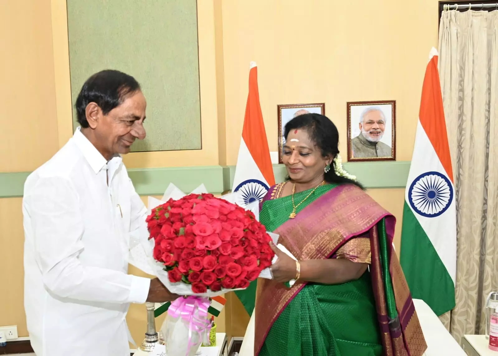 KCR meets Governor after 9 months