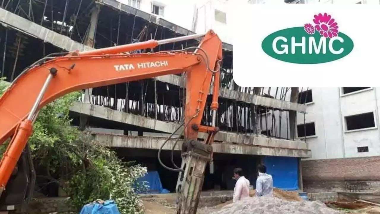 GHMC drive against rain-soaked old buildings
