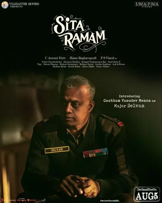 Gautham Menon as Major Selvan in Sita Ramam