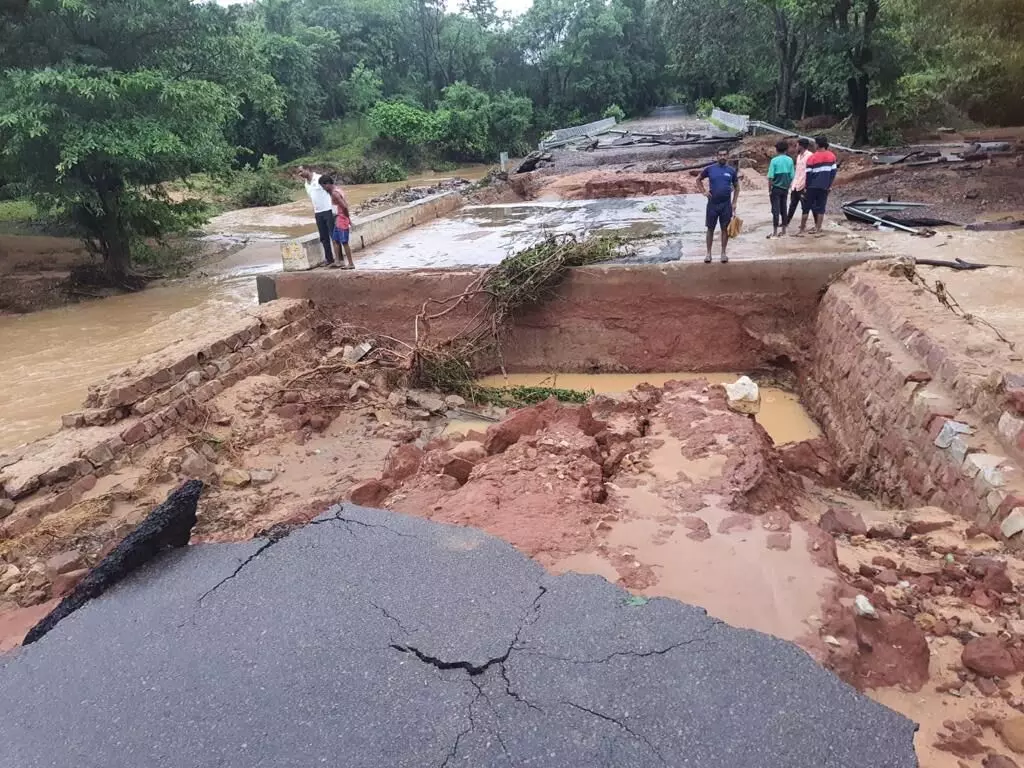 Road washed away: traffic halts between Warangal, Mulugu