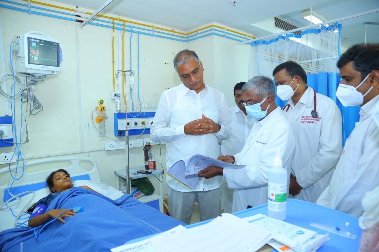 T Harish Rao visited the patients at Apollo and NIMS hospital