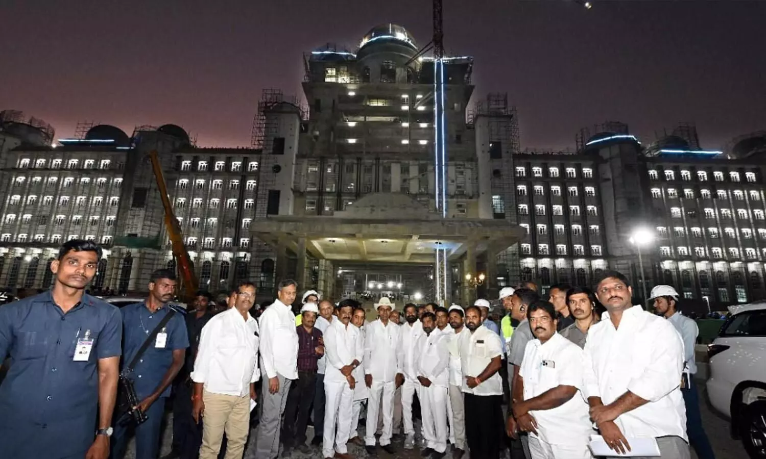K Chandrashekhar Rao visited the new Secretariat construction site
