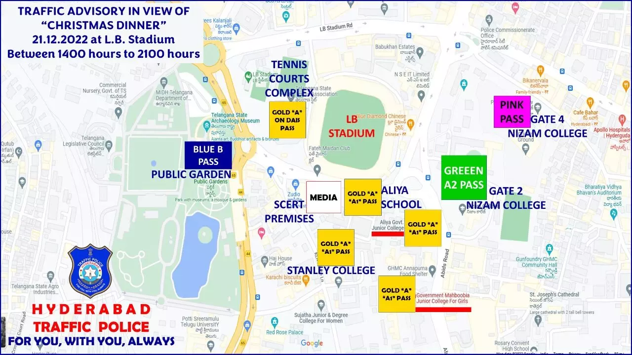 Avoid these routes on Dec-21 in view of Christmas dinner at LB stadium