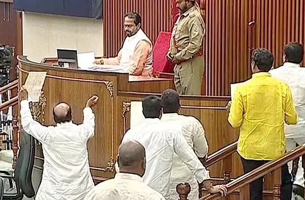 Two MLAs clash in Andhra Pradesh Assembly as TDP protest turns ugly