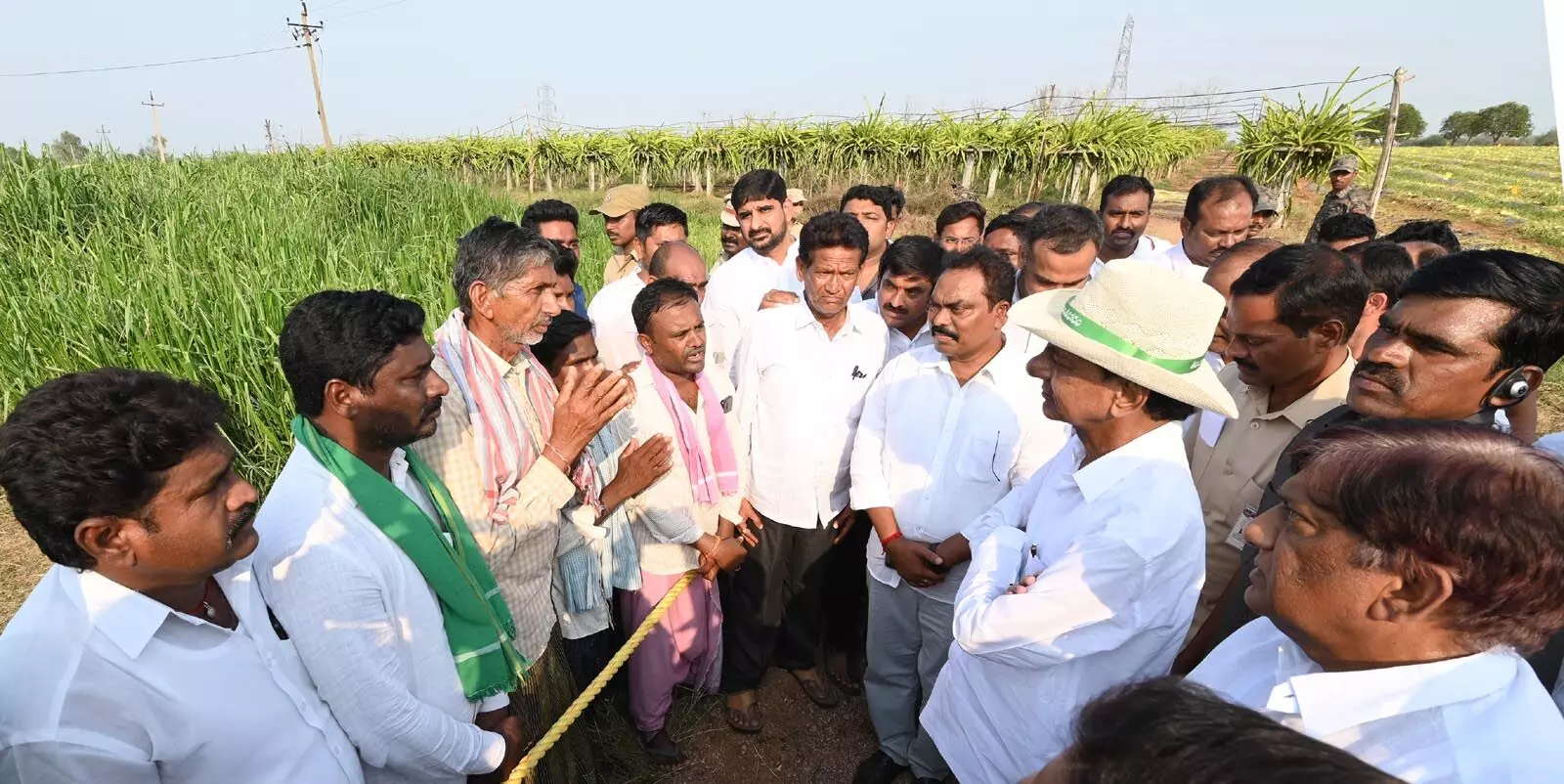 KCR’s reassuring gesture to aggrieved farmers during visit to four districts