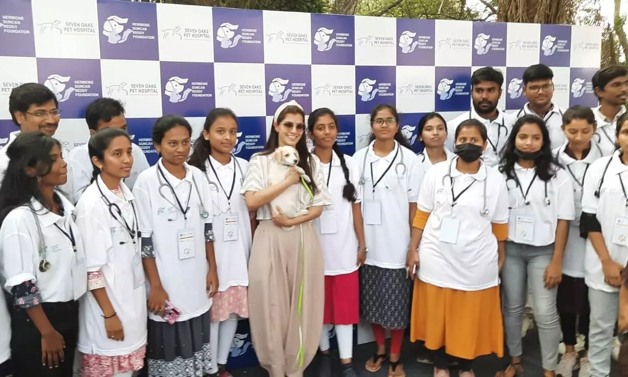 Actress Varalakshmi Sarath Kumar flags off HDRF pet vaccination drive in Hyderabad