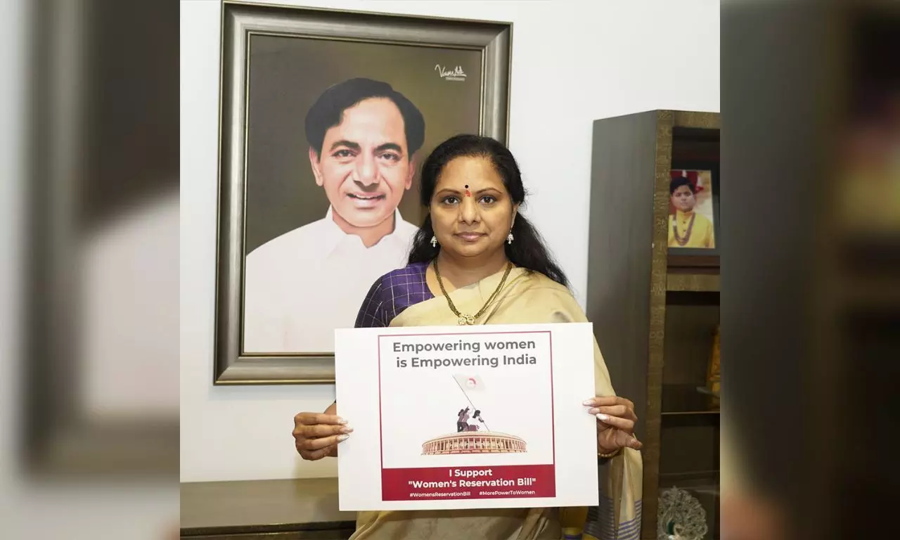 MLC Kavitha launches poster to press for Women’s Reservation Bill