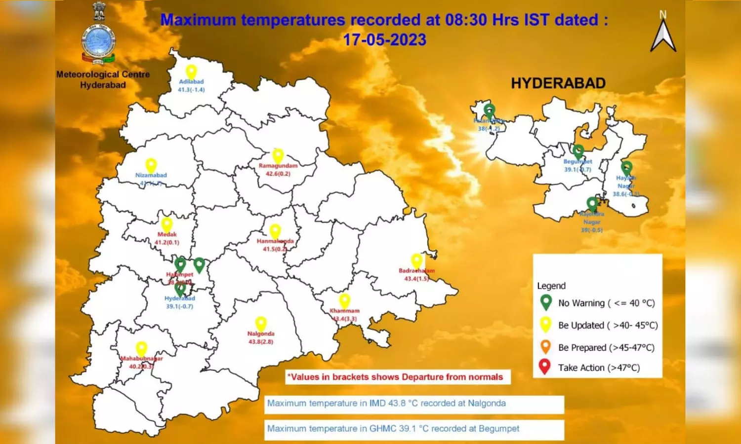 Nalgonda in Telangana, Begumpet in Hyderabad hit record temperatures