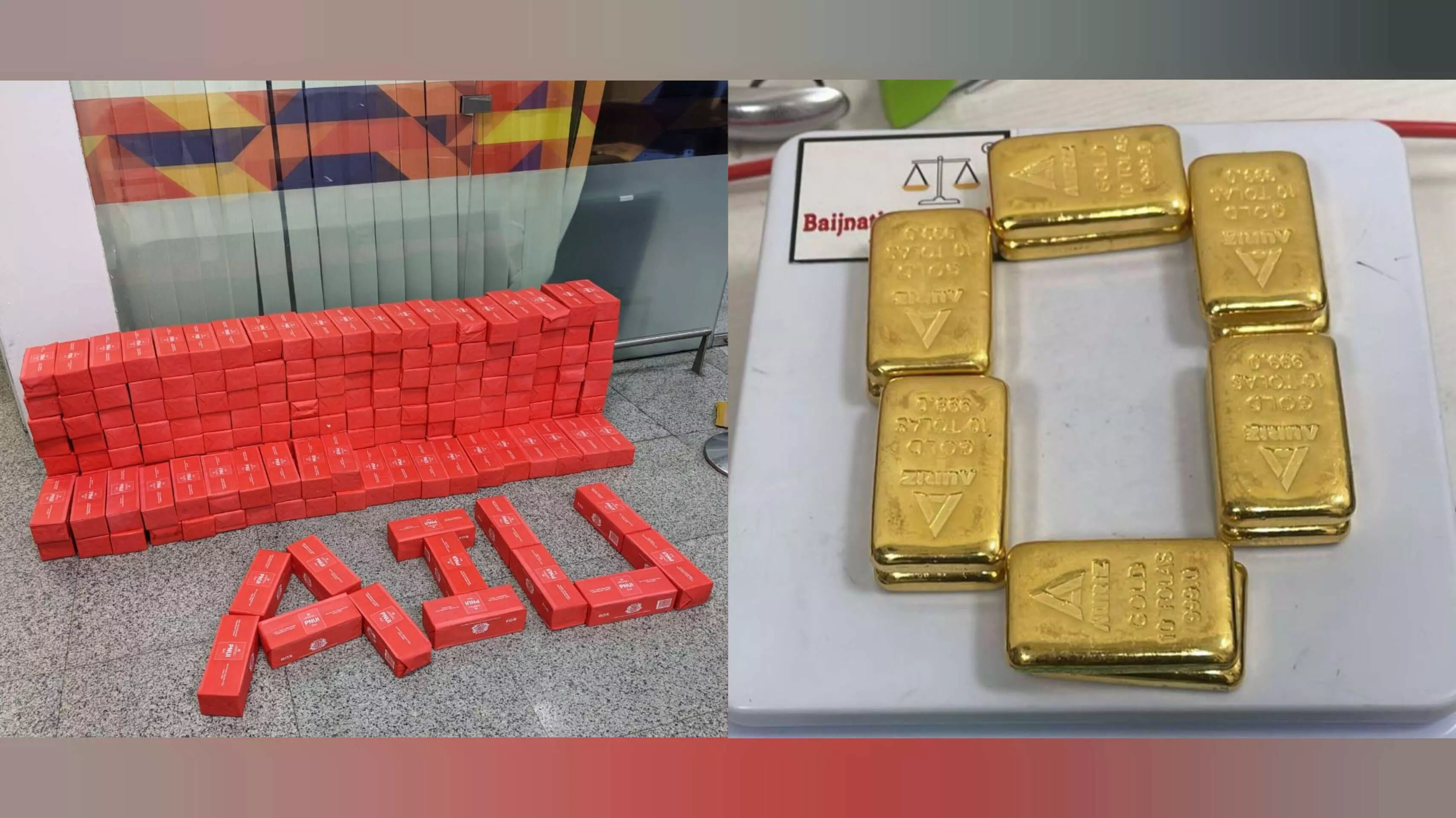 Four passengers held at Hyderabad Airport for carrying illegal gold and foreign cigarettes