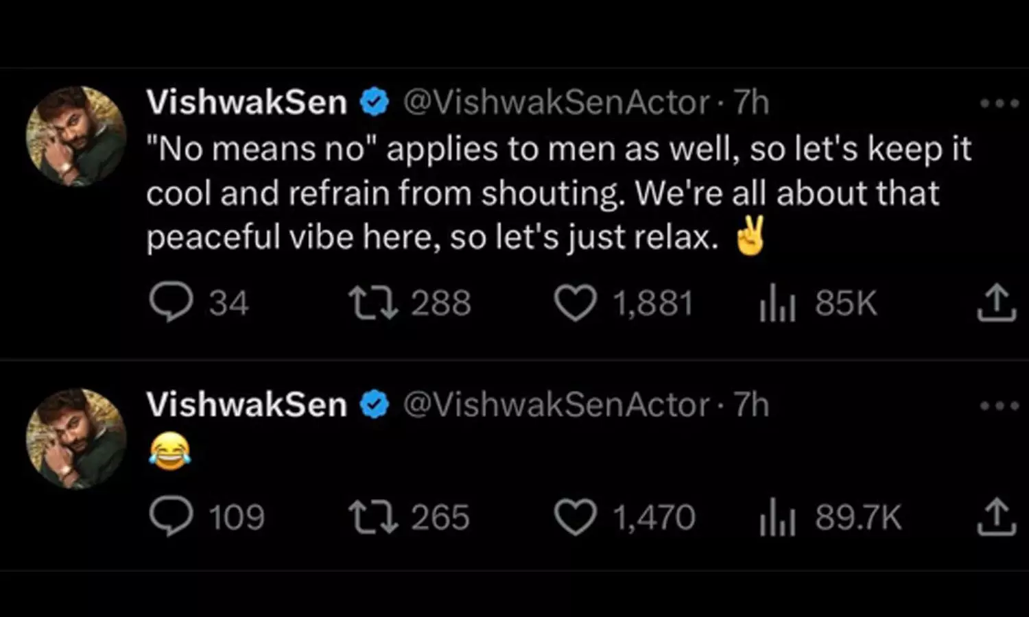 No means No tweets Vishwaksen; Netizens hinting at a new controversy