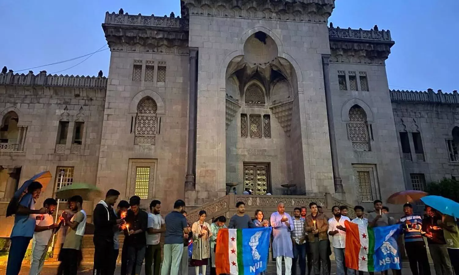 Candle light rally by Osmania University students for peace in Manipur