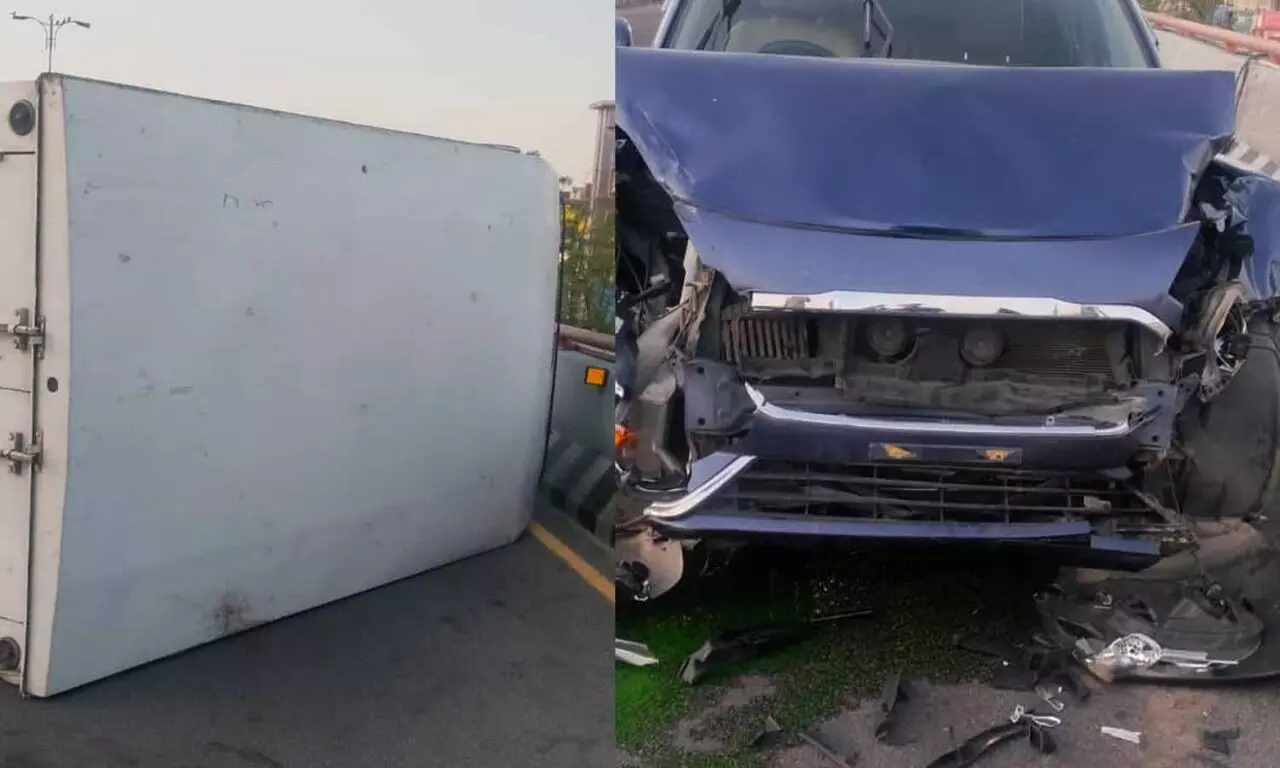 Six cars collide with one another upon hitting an overturned lorry on PVNR Expressway