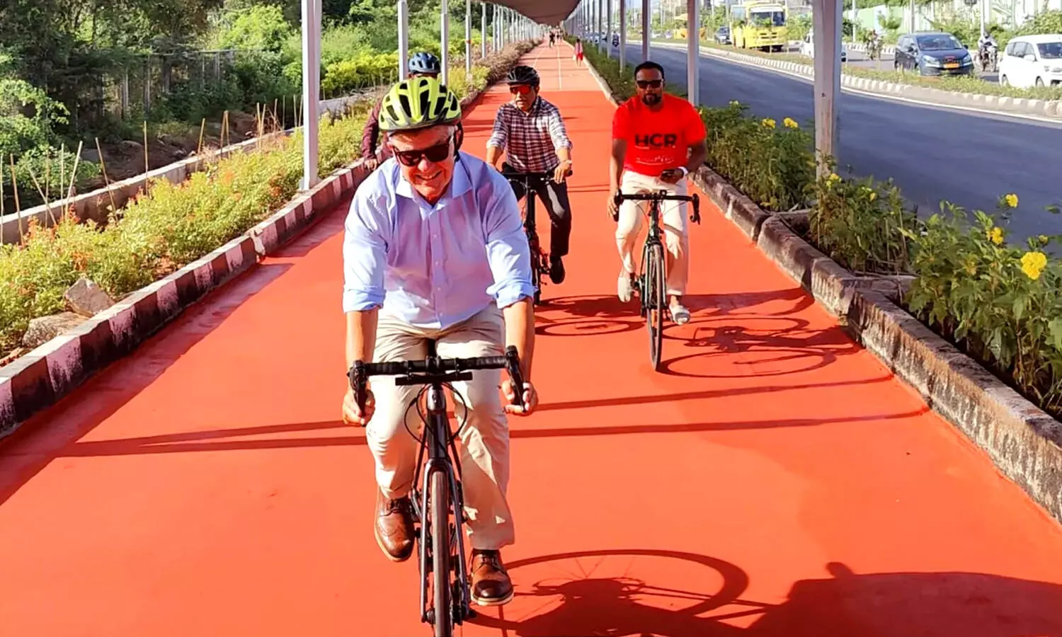Environmentalist Erik Solheim applauds KTR for building solar-roof cycling track in Hyderabad