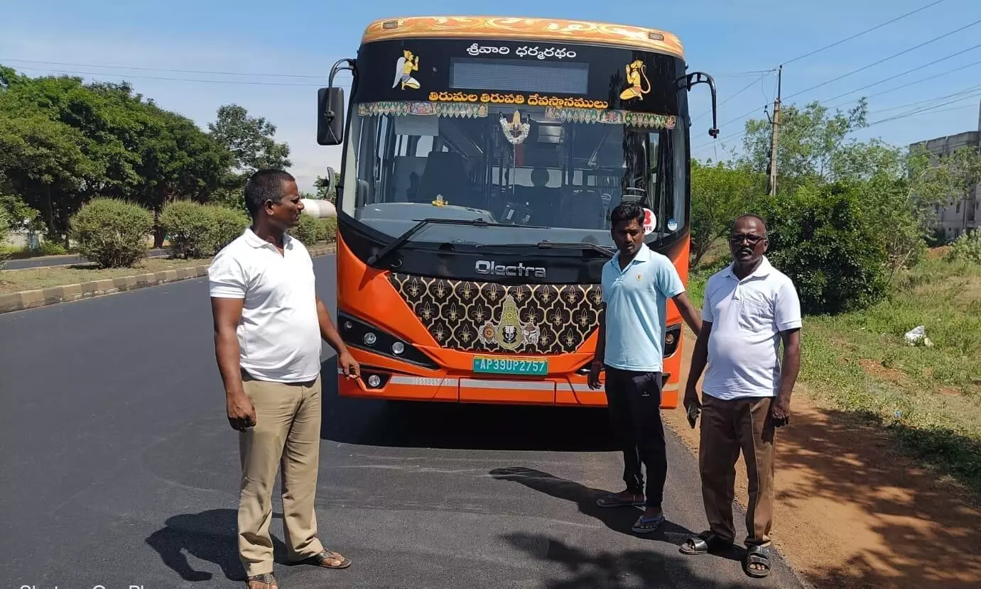 Miscreants steal electric bus in Tirumala, traced through GPS at Naidupeta