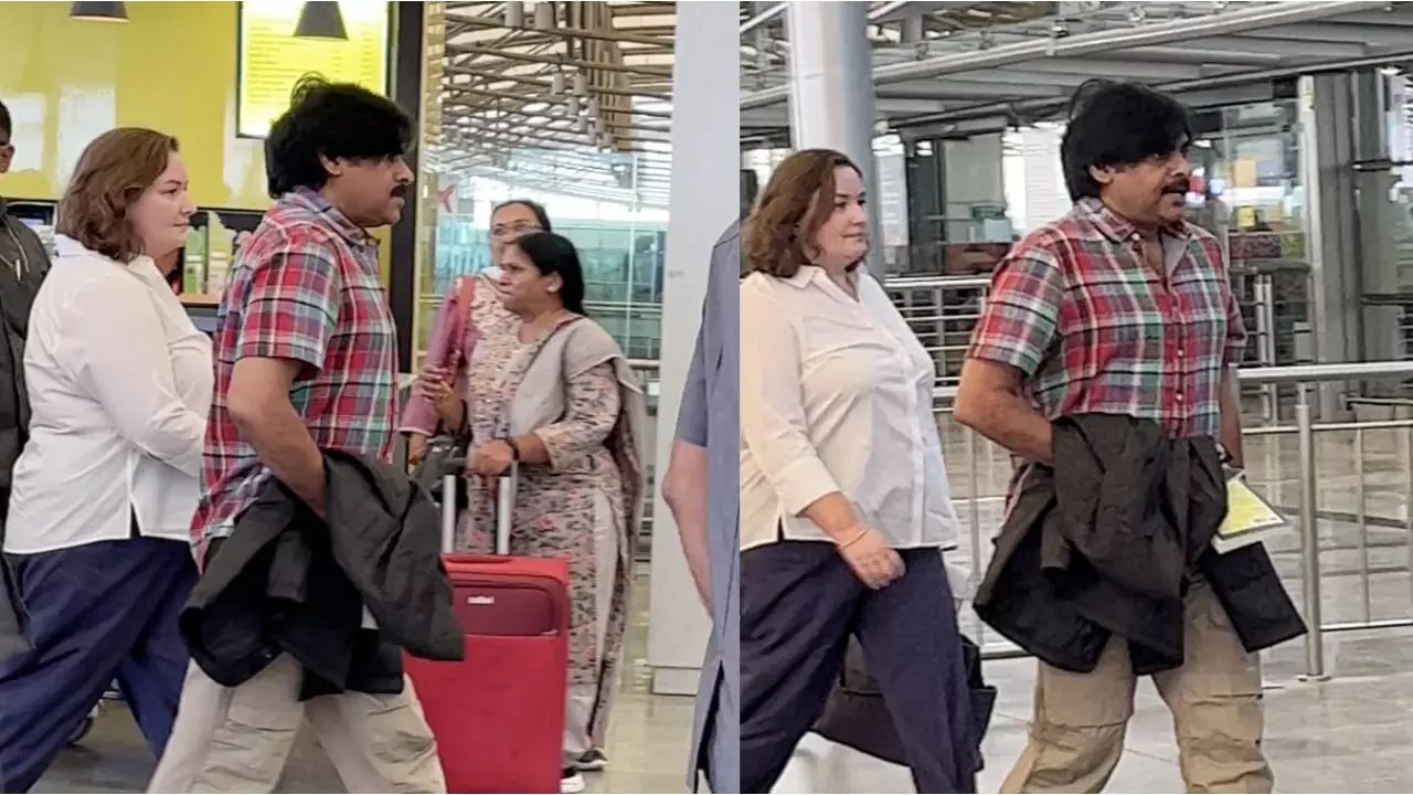 Pawan Kalyan spotted along with his wife Anna Lezhneva at the airport; Guess where they are heading!
