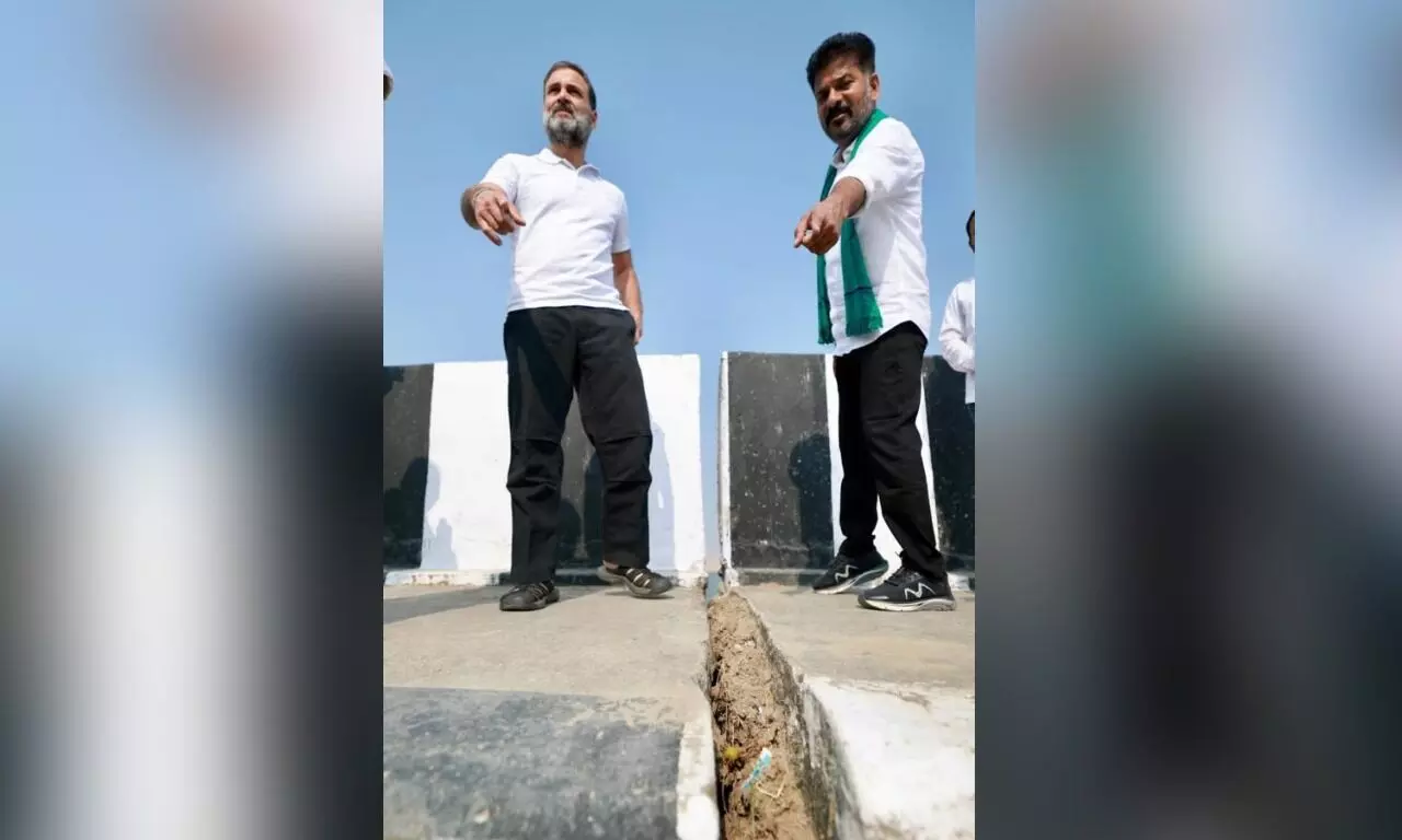 Much ado about nothing: Rahul Gandhi visits Lakshmi Barrage, mistakes span joint as crack