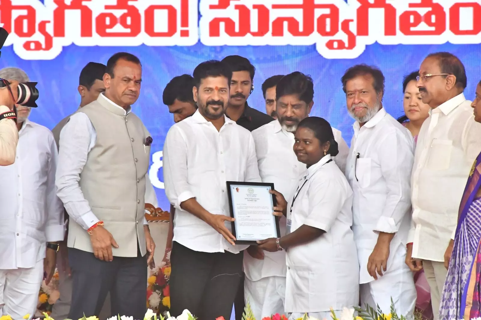 Revanth Reddy hands over appointment letters to 7,000 staff nurses