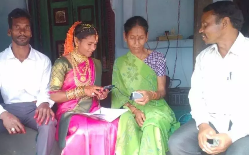 Hours before wedding, bride attends volunteer duty in Visakhapatnam district