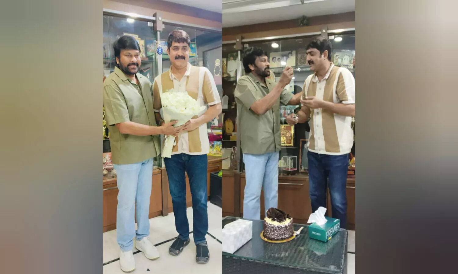 Surprise: Megastar Chiranjeevi throws a surprise on his co-actor Srikanths birthday